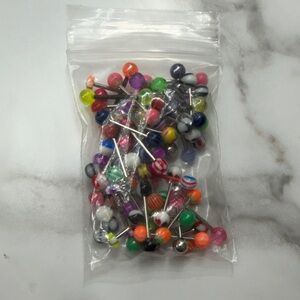 Colorful Mixed Tongue Piercings 👅